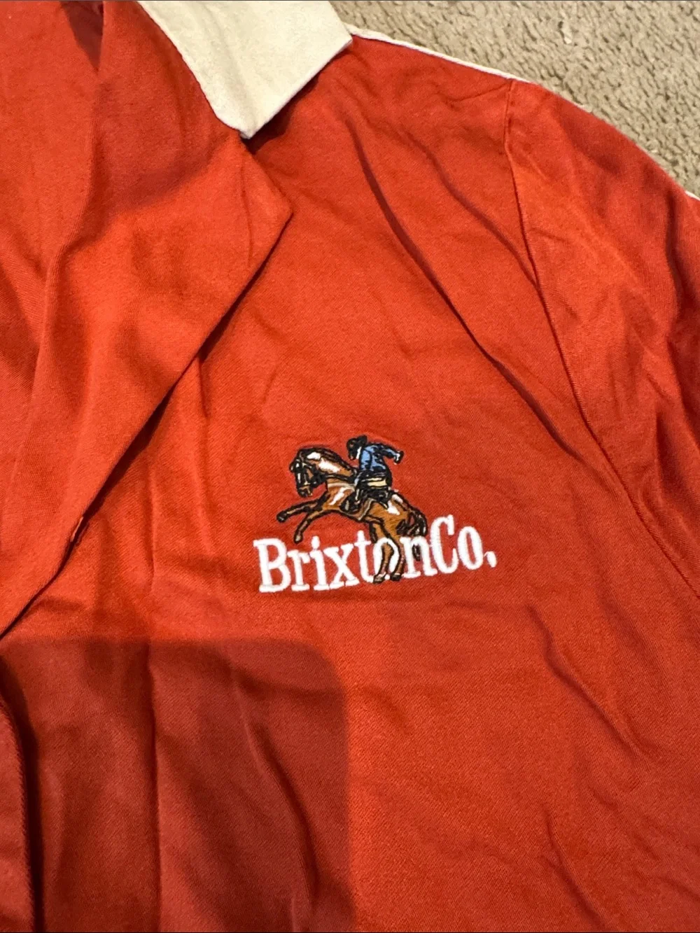 Brixton Burnt Orange Short Sleeve Button bowling Set with Cream Trim